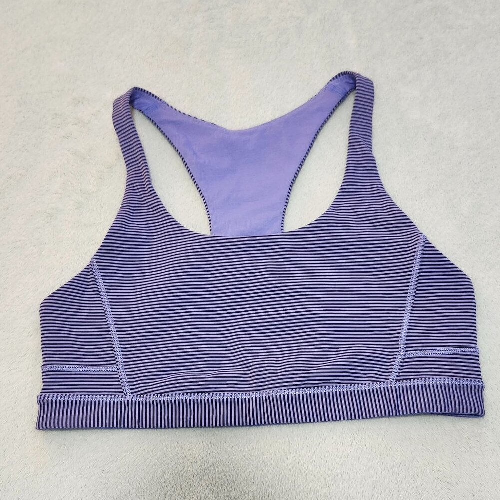 Lululemon Top Speed Bra Size 6 in Tonka Stripe Lullaby Cadet Blue
